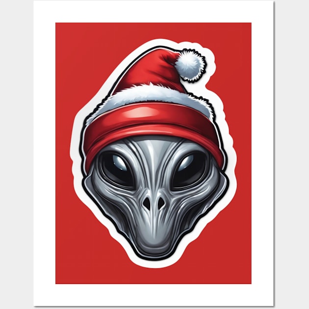 Gray Alien Santa Wall Art by Gone Retrograde